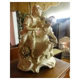 Awesome large figural table lamp w/ fancy shade