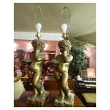 Pair of cherub table lamps