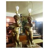 Pair of cherub table lamps