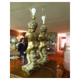 Pair of cherub table lamps