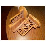 2 carved wood wall shelf