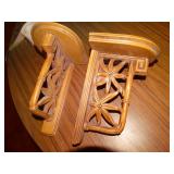 2 carved wood wall shelf
