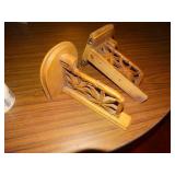 2 carved wood wall shelf