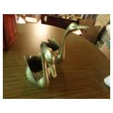 Pair of large brass ducks