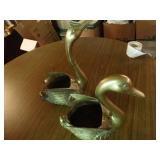 Pair of large brass ducks