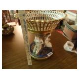 Antique porcelain figural fruit basket