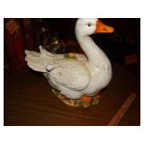 Large duck soup tureen w/ ladle- Made in Italy