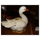 Large duck soup tureen w/ ladle- Made in Italy