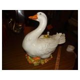 Large duck soup tureen w/ ladle- Made in Italy