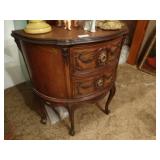 Beautiful half round solid wood table w/ 2 drawers