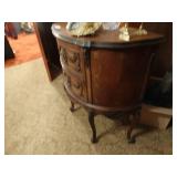 Beautiful half round solid wood table w/ 2 drawers