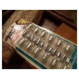 Old camera set, wooden box & music box