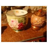 lg hand painted porcelain bowl & other
