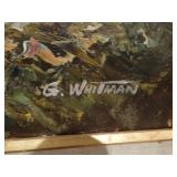 LARGE landscape painting in excellent frame w/ light- signed by artist