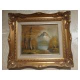 3 small wood framed paintings