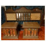 Vintage complete bedroom set- headboard/ 2 night stands/ long dresser w/ mirrors/armoire cabinet