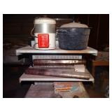 Metal rack with contents