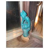 Concrete statues & planters painted blue