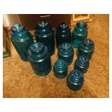 Set of vintage blue glass cannisters