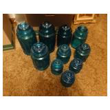 Set of vintage blue glass cannisters