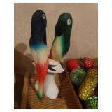 Wood carved parrot statue