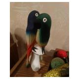 Wood carved parrot statue