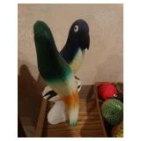 Wood carved parrot statue