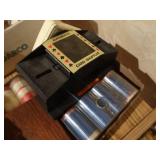 Playing cards, poker chips, automatic card shuffler