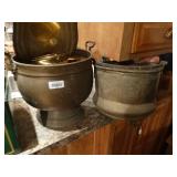 Lot of several brass planters