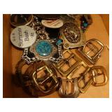 Various belt buckles & pins