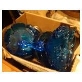 Assorted blue glass