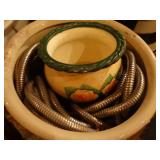 Set or porcelain planters & garden hose