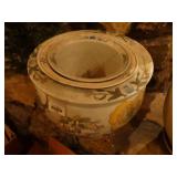 Set or porcelain planters & garden hose