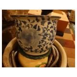 Set or porcelain planters & garden hose