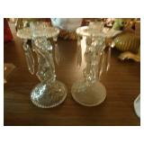 Pair of crystal candle holders