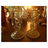 Pair of crystal candle holders