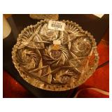 Cut glass candy dish signed Bengen