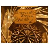 Cut glass candy dish signed Bengen