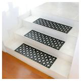 Rubber-Cal "Stars" Recycled Rubber Step Mat - Black Stair Tread - 6 pcs