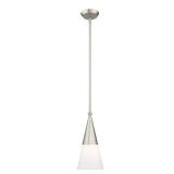 Livex Lighting Stockholm 1-Light Brushed Nickel Mini Pendant - 6.75"Dia. x 23.75"-53.75"Adj. H-