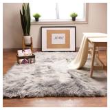 Silver Orchid Parrott Faux Fur Sheepskin Area Rug-