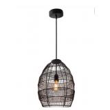 Carbon Loft Faulhaber 18.5-inch Woven Modern Cage Oversized 1-light Pendant- Black-