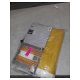 Lush Decor Rosalie Faux Linen Delicate Lace Edge Solid Color 3" Rod Pocket Light Filtering Window Curtain Panel, Yellow, 84"L x 54"W,