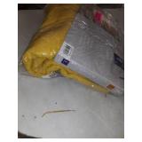 Lush Decor Rosalie Faux Linen Delicate Lace Edge Solid Color 3" Rod Pocket Light Filtering Window Curtain Panel, Yellow, 84"L x 54"W,