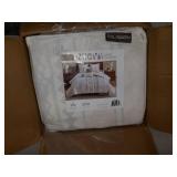 The Curated Nomad Clementina Geometric Cotton Duvet Cover Set- Ivory - Full - Queen-