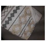 The Curated Nomad Clementina Geometric Cotton Duvet Cover Set- Ivory - Full - Queen-