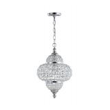 Juliette 12" Crystal/Metal LED Chandelier Pendant, Chrome by JONATHAN Y- Chrome/Clear-