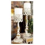 Beige Iron Rustic Candle Holders Set of 2