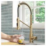 KRAUS Bolden 2-in-1 Commercial Style Pull-Down Single Handle Water Filter Kitchen Faucet for Reverse Osmosis or Water Filtration System in Spot Free Antique Champagne Bronze