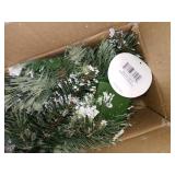 36" Glittery Bristle Pine Mailbox Swag with Battery Operated Warm White LED Lights